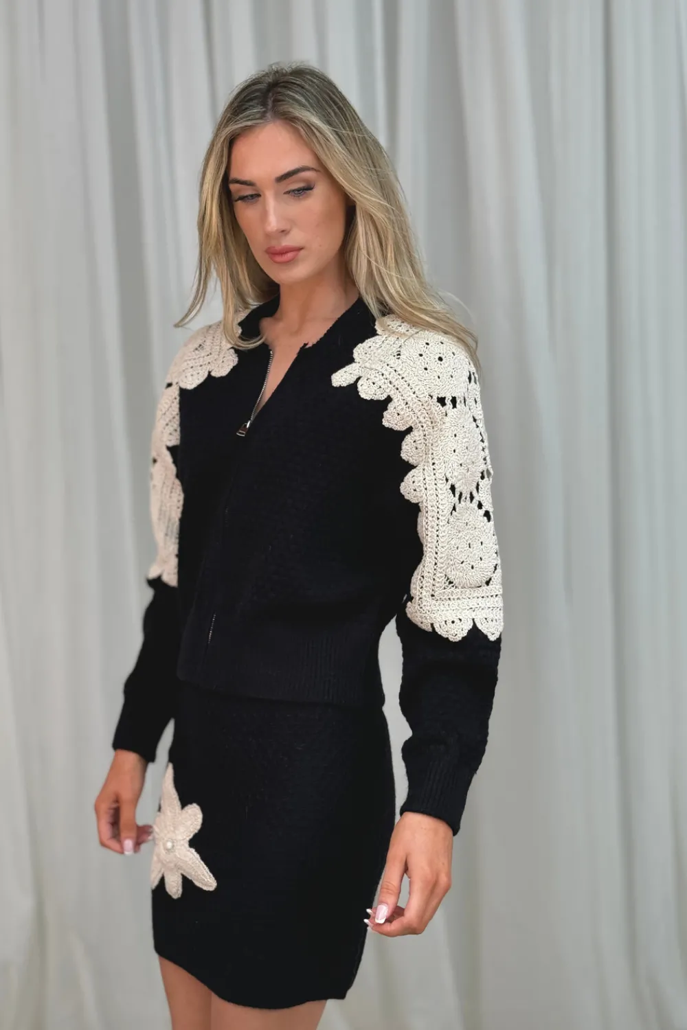 The Walk in Wardrobe Coats & Jackets>Flynn Embroidery Detail Bomber Jacket In Black