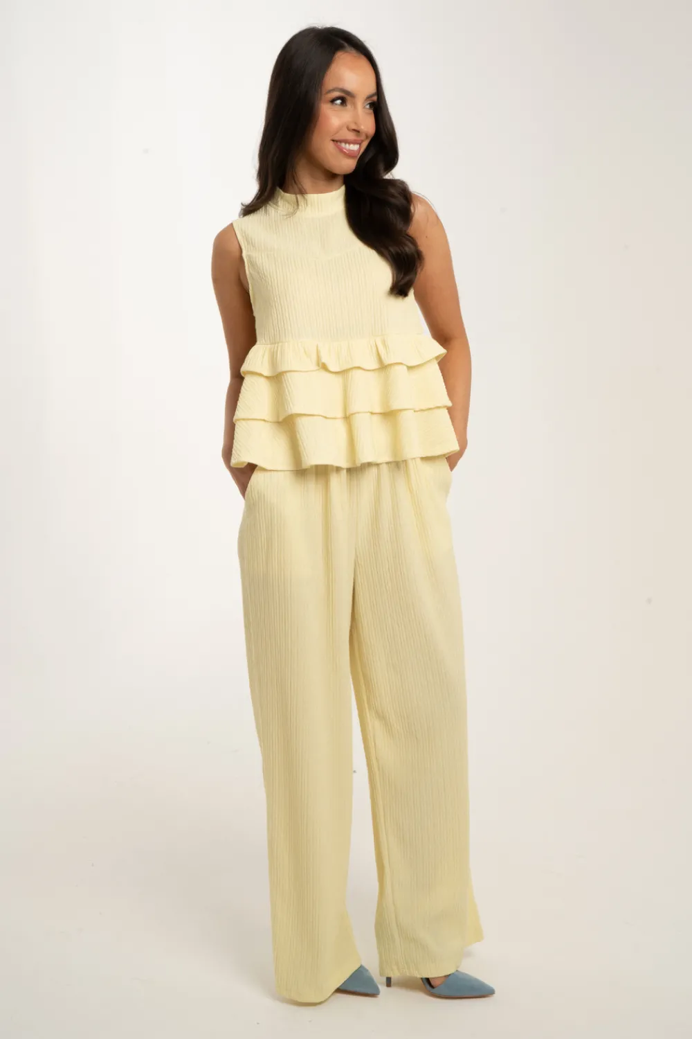 The Walk in Wardrobe Two-Piece>Flynn Peplum Frill Two Piece In Blue