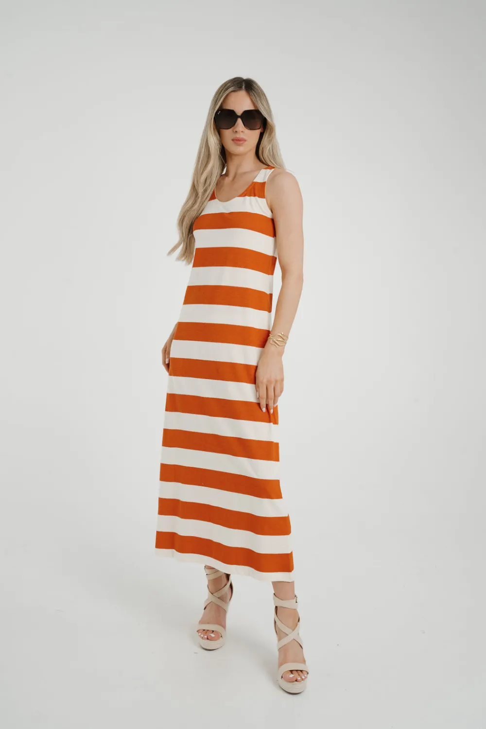 The Walk in Wardrobe Maxi Dresses|Midi Dresses>Frankie Stripe Sun Dress In Orange Mix