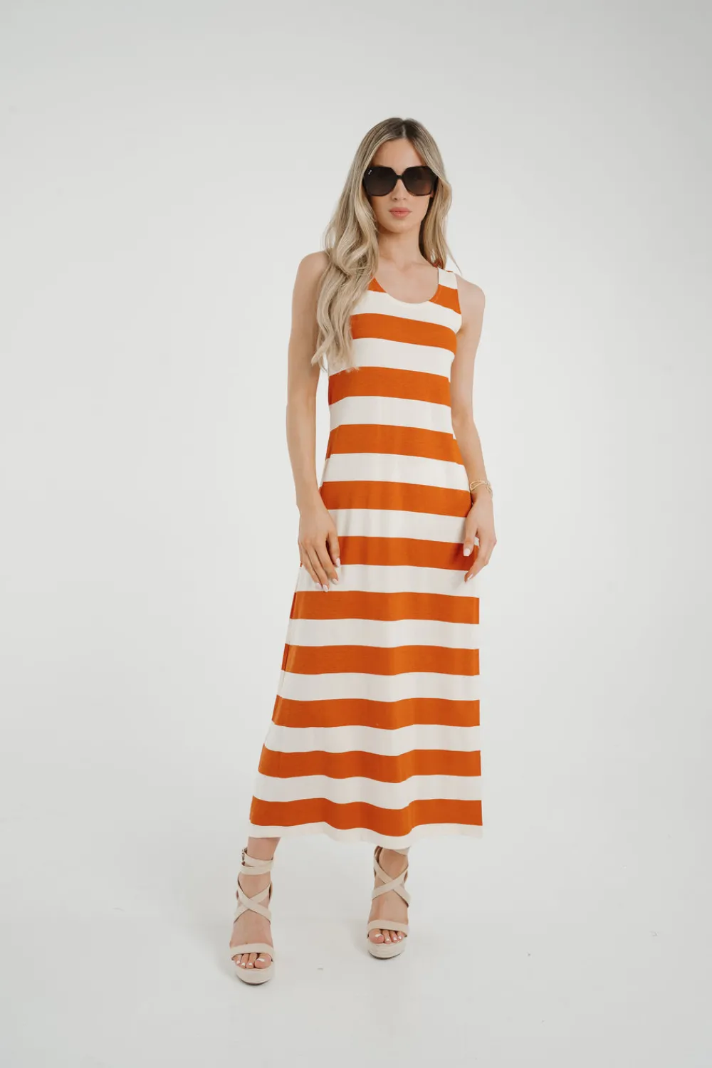 The Walk in Wardrobe Maxi Dresses|Midi Dresses>Frankie Stripe Sun Dress In Orange Mix