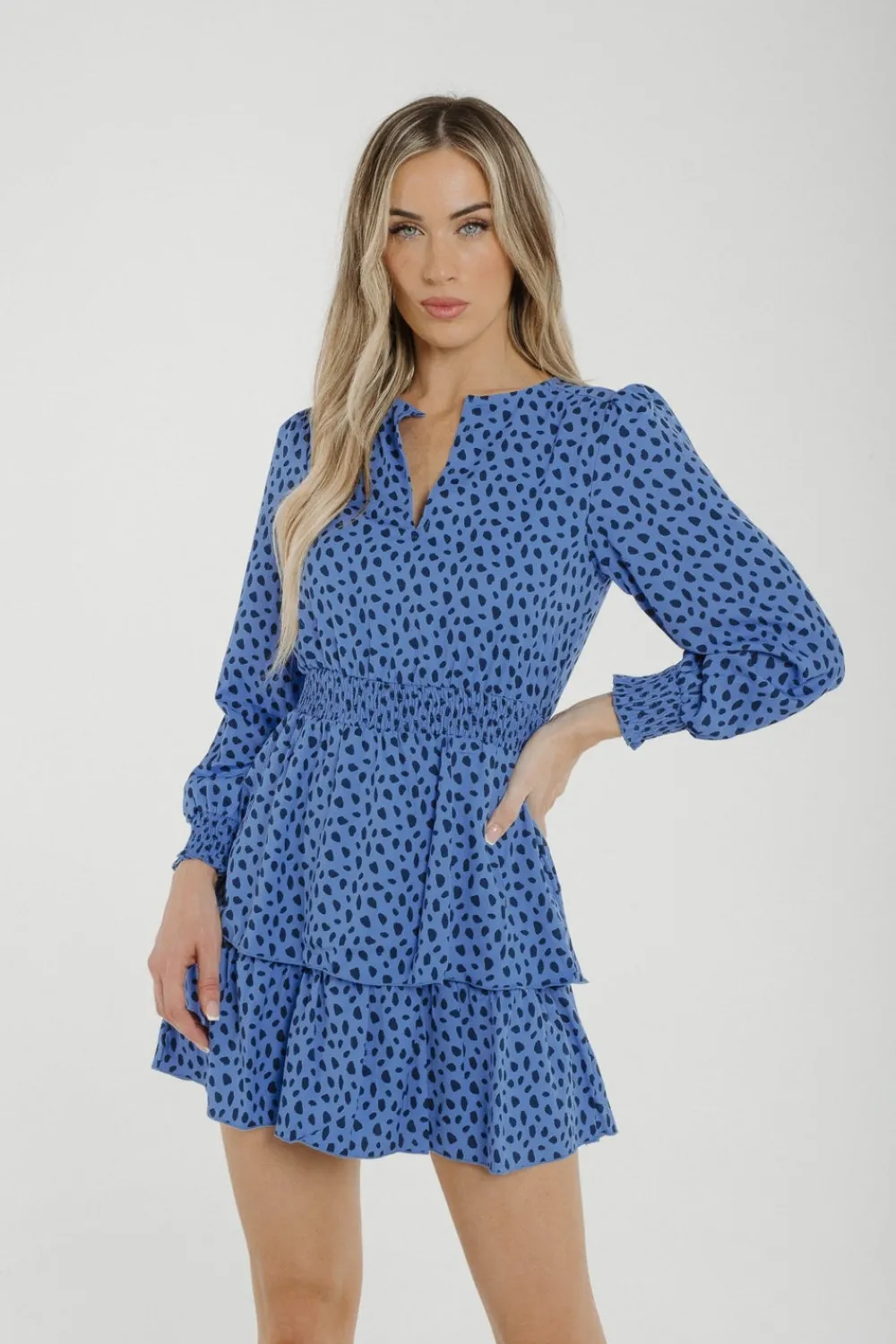 The Walk in Wardrobe Mini Dresses>Frankie Tiered Print Dress In Blue