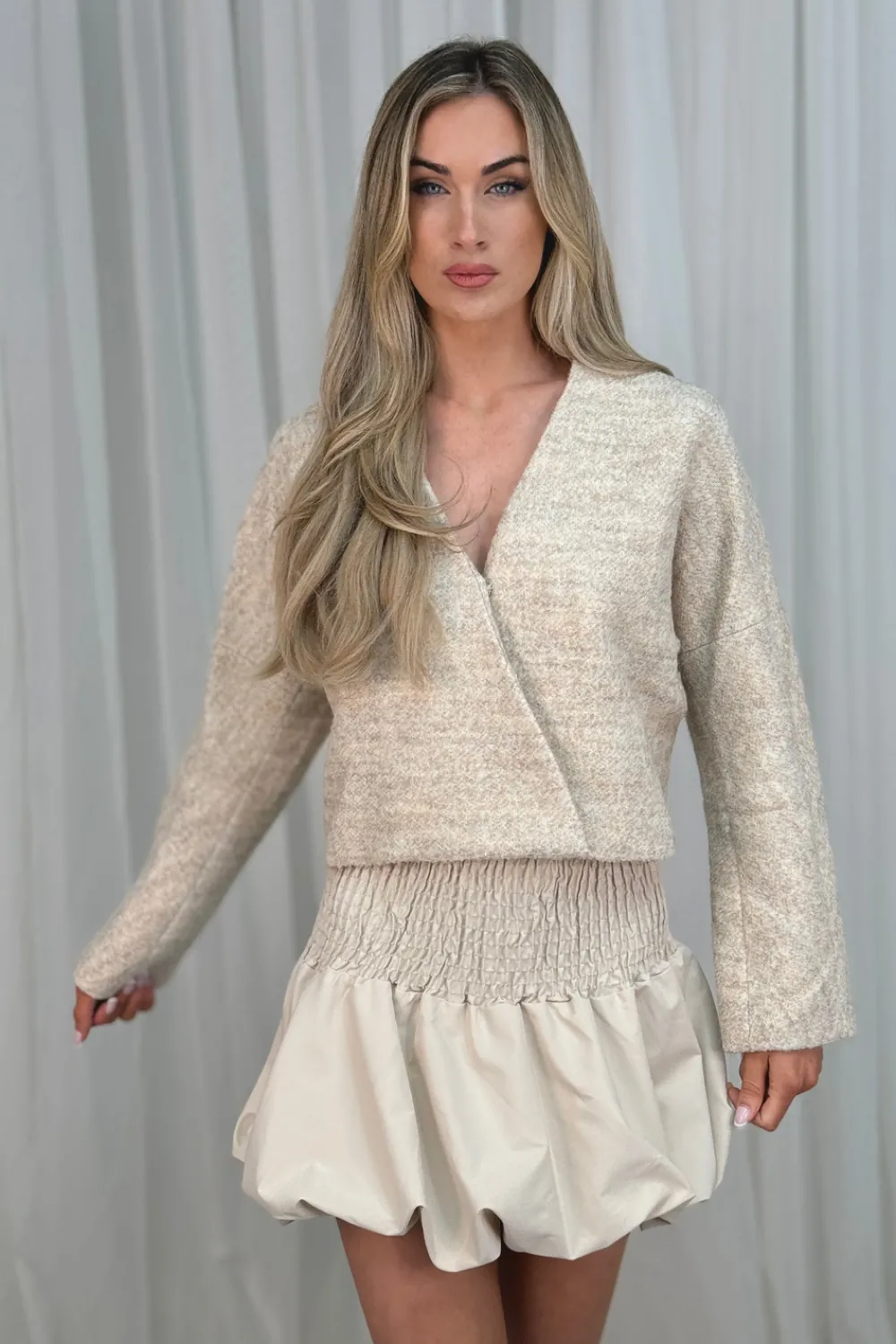 The Walk in Wardrobe Coats & Jackets>Frankie Wrap Front Jacket In Neutral