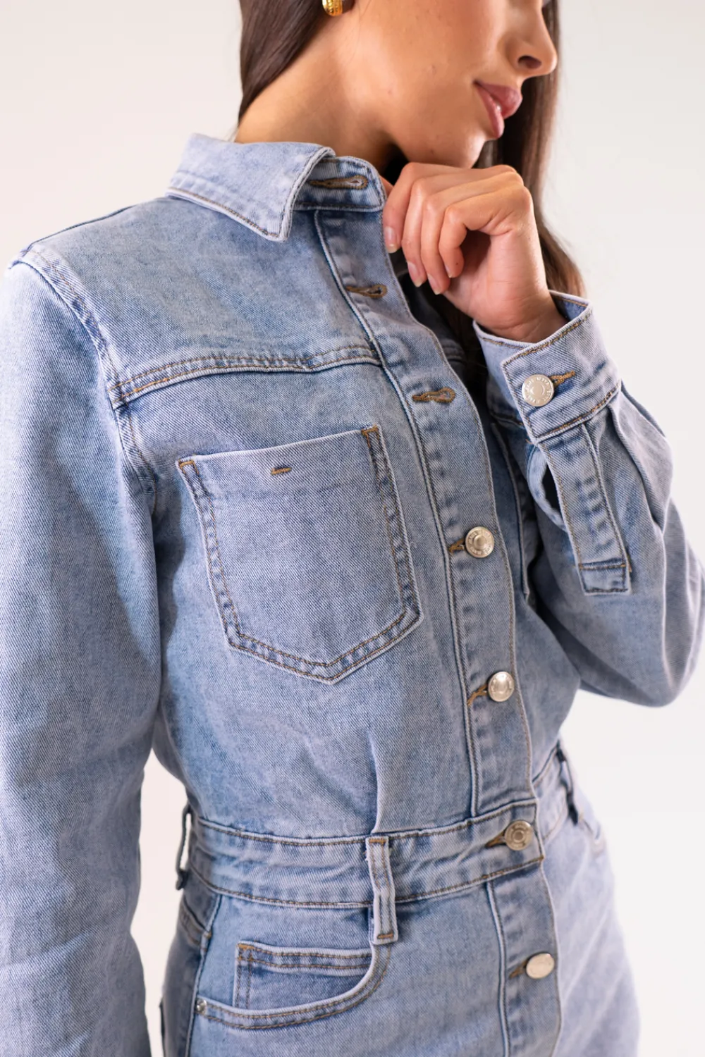 The Walk in Wardrobe Mini Dresses>Freya Denim Shirt Dress In Light Wash
