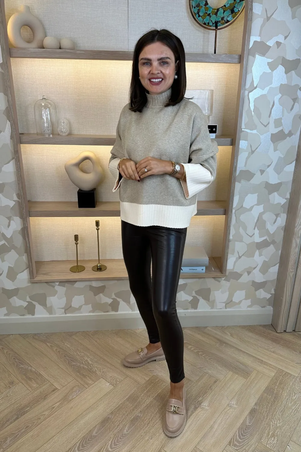 The Walk in Wardrobe Trousers>Freya Leather Look Legging In Chocolate