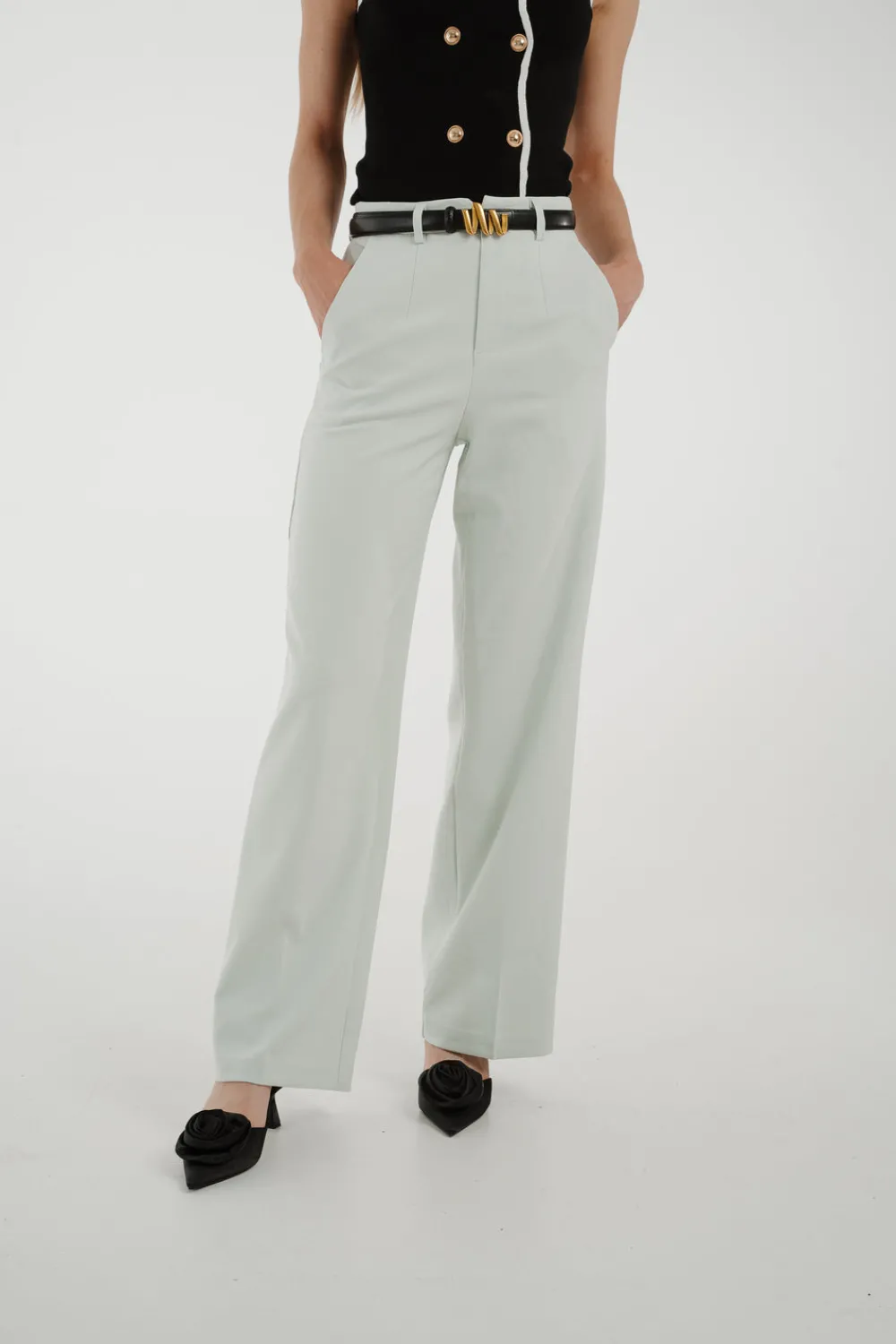 The Walk in Wardrobe Trousers>Freya Pleat Front Straight Leg Trouser In Cerise