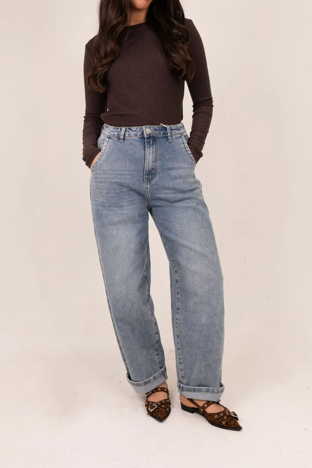 The Walk in Wardrobe Wide Leg Jeans>Freya Slouch Balloon Jeans In Light Wash