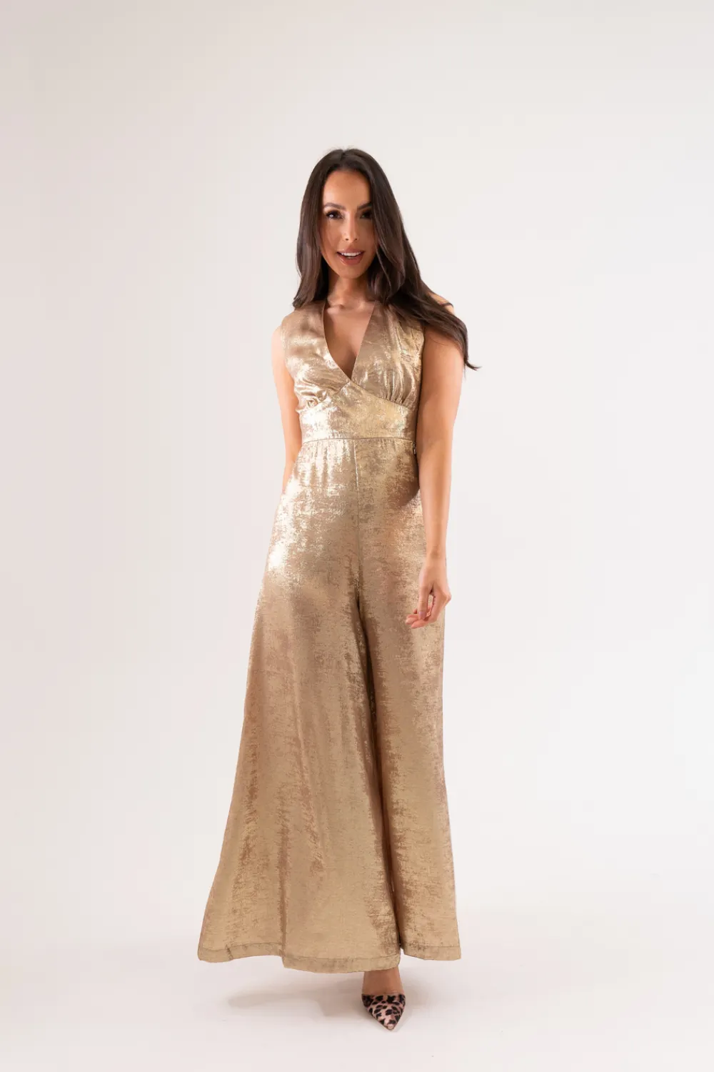 The Walk in Wardrobe Jumpsuits & Playsuits>Grace Metallic Jumpsuit In Gold
