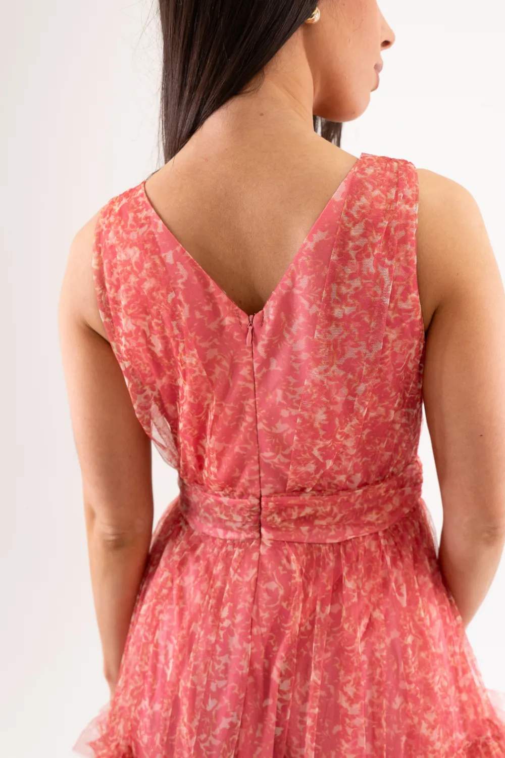 The Walk in Wardrobe Maxi Dresses>Grace Printed Tulle Dress In Pink