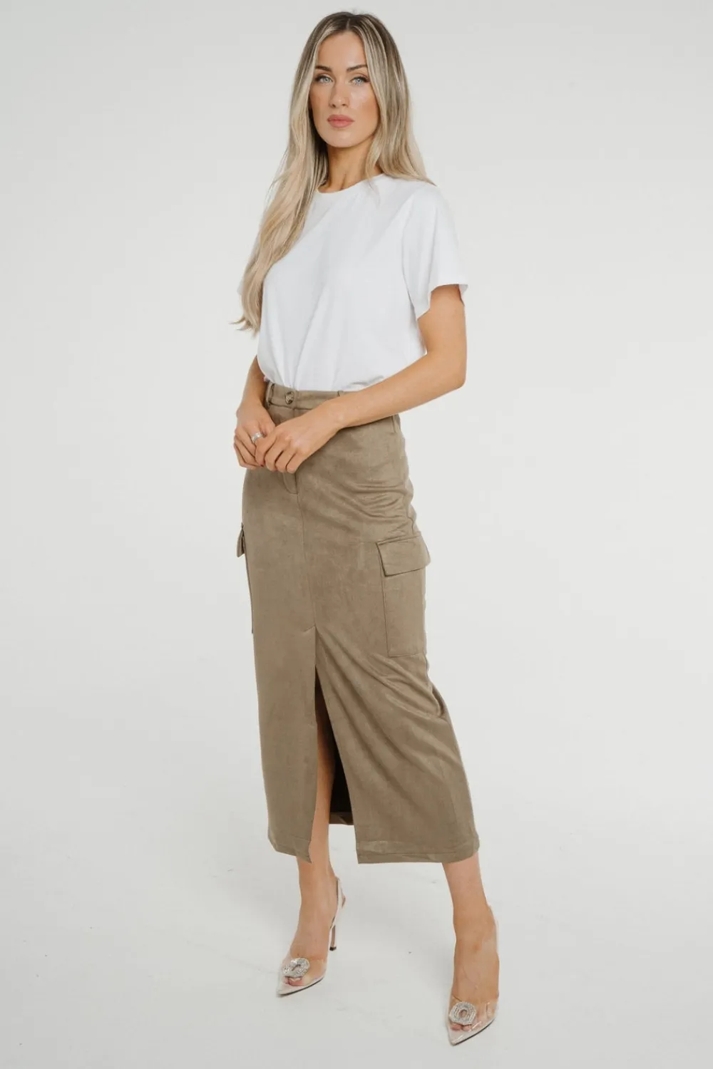 The Walk in Wardrobe Skirts & Skorts>Holly Cargo Midi Skirt In Neutral