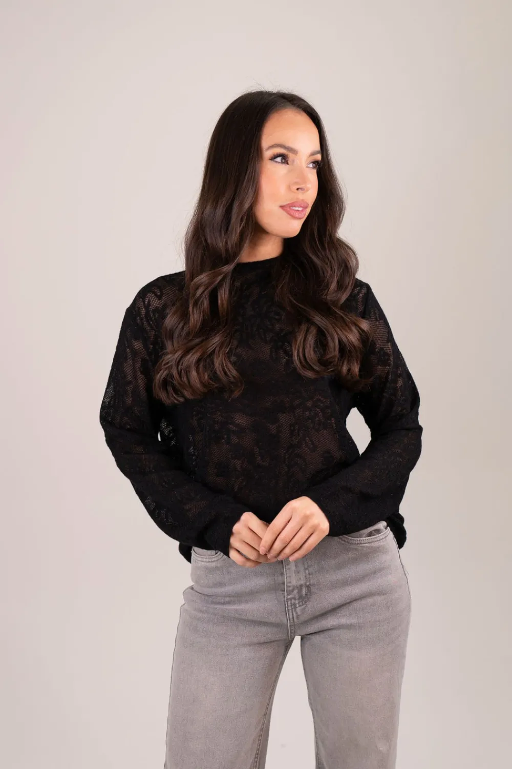 The Walk in Wardrobe Jumpers & Cardigans>Holly Lace Effect Jumper In Black