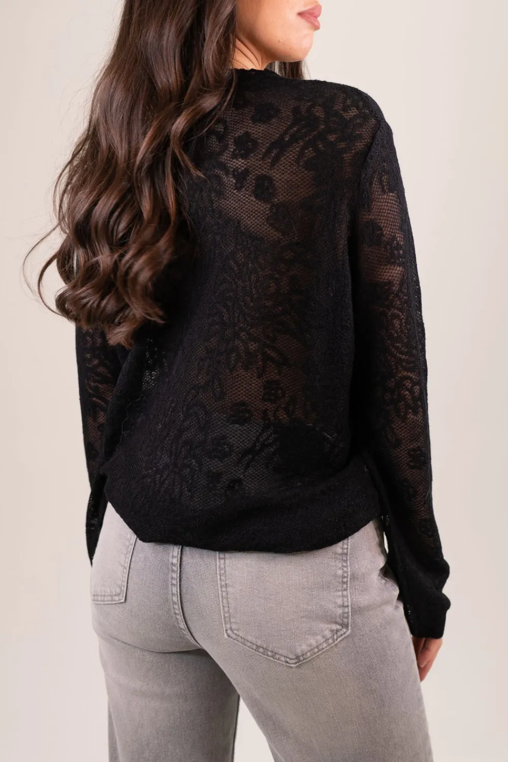 The Walk in Wardrobe Jumpers & Cardigans>Holly Lace Effect Jumper In Black
