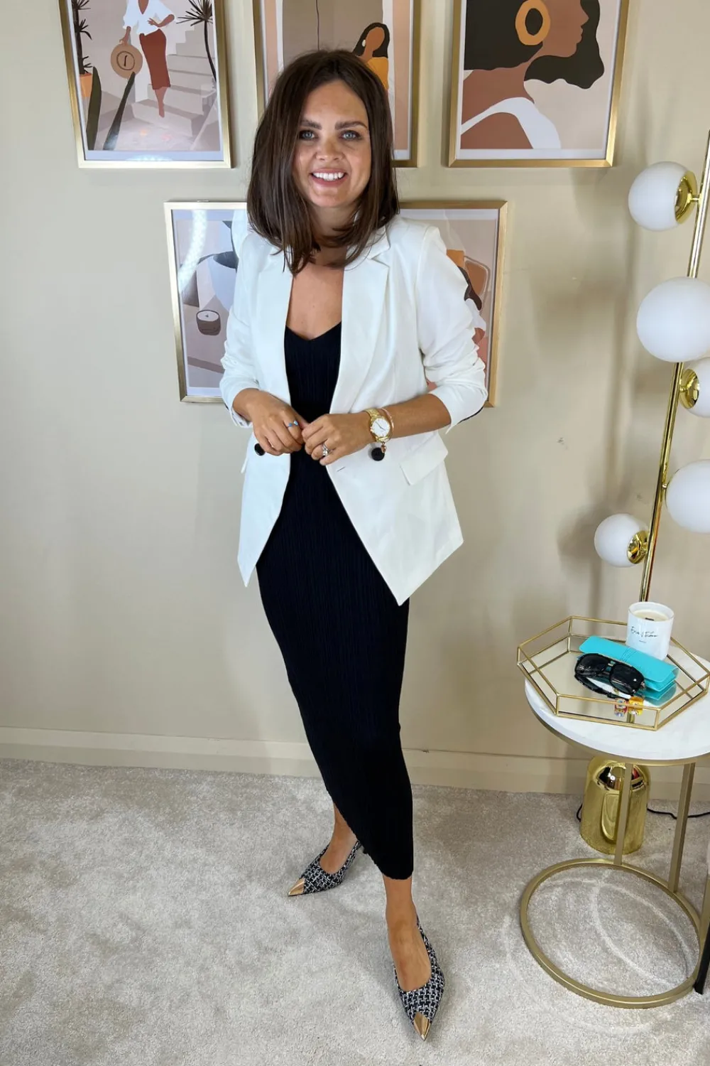 The Walk in Wardrobe Knitwear>Holly Ribbed Knit Dress In Black