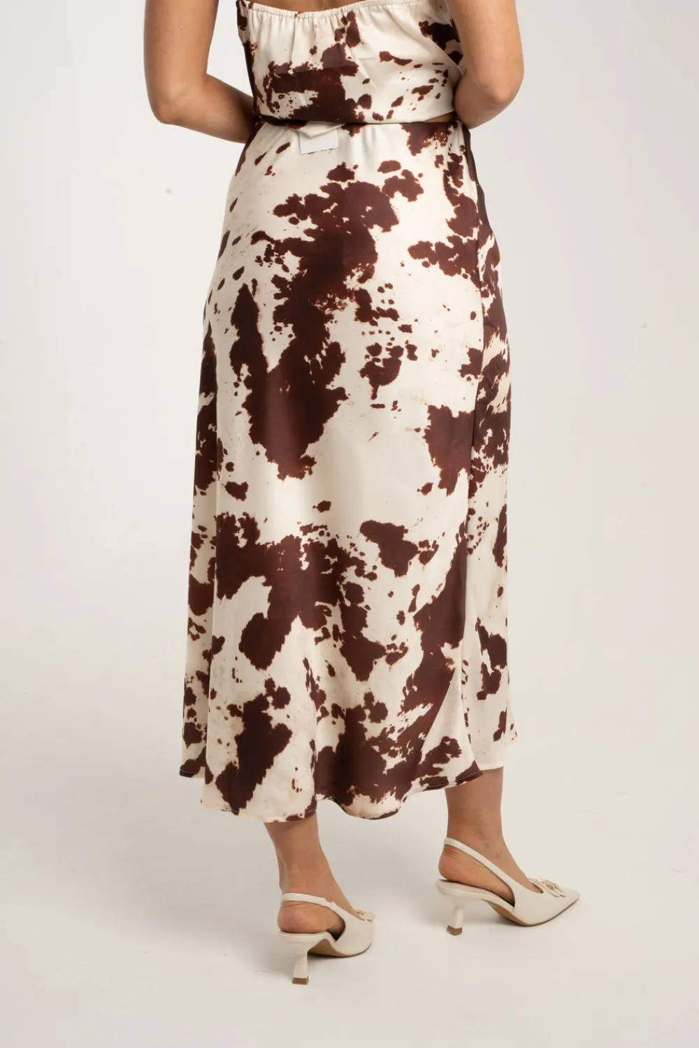 The Walk in Wardrobe Skirts & Skorts>Iris Cow Print Skirt In Coffee