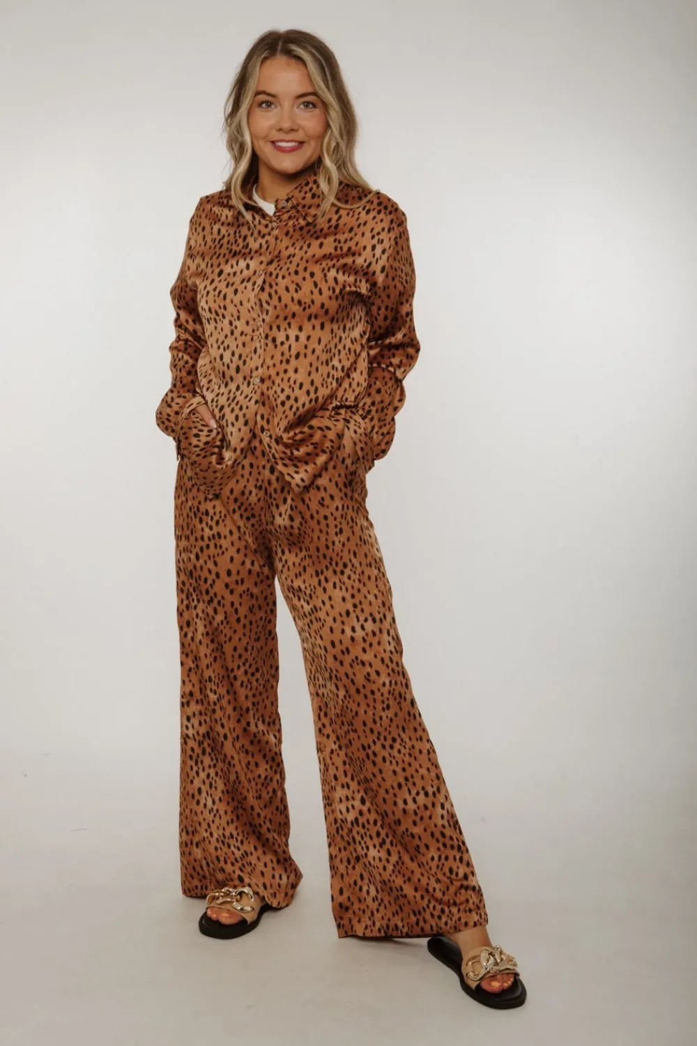 The Walk in Wardrobe Two-Piece>Jane Leopard Print Two Piece In Tan