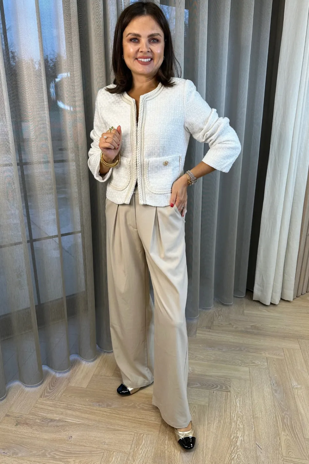 The Walk in Wardrobe Trousers>Jane Pleat Front Trouser In Neutral
