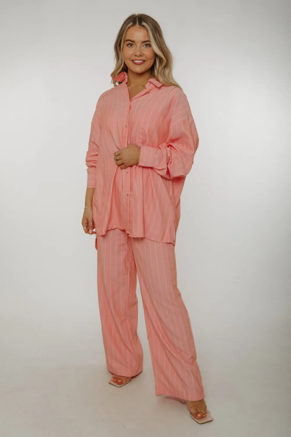 The Walk in Wardrobe Two-Piece>Jane Stripe Two Piece In Salmon