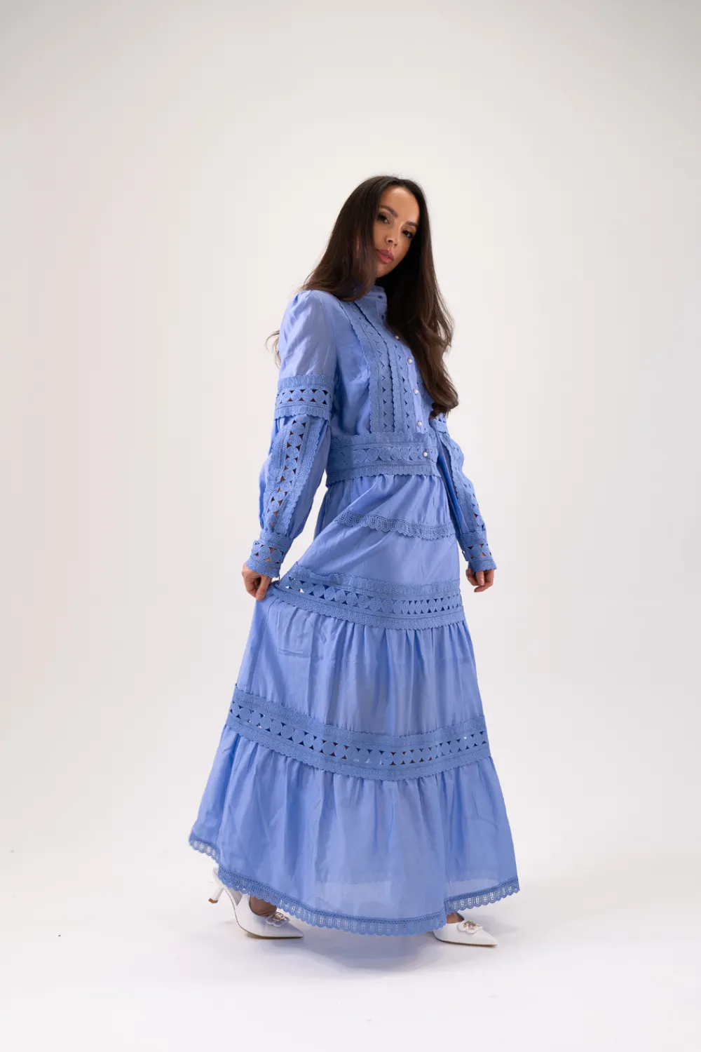 The Walk in Wardrobe Skirts & Skorts>Jasmine Floral Lace Skirt In Blue