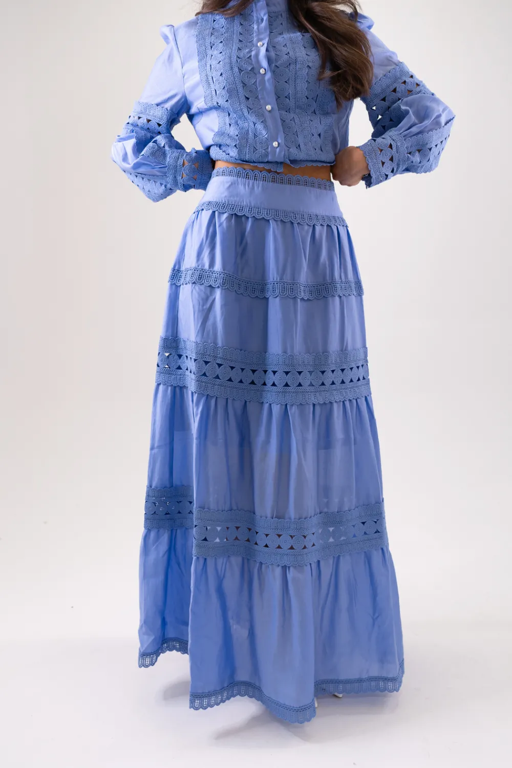 The Walk in Wardrobe Skirts & Skorts>Jasmine Floral Lace Skirt In Blue