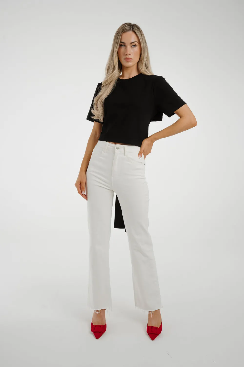 The Walk in Wardrobe Tops|T-Shirts>Jasmine Tie Detail T-Shirt In Black