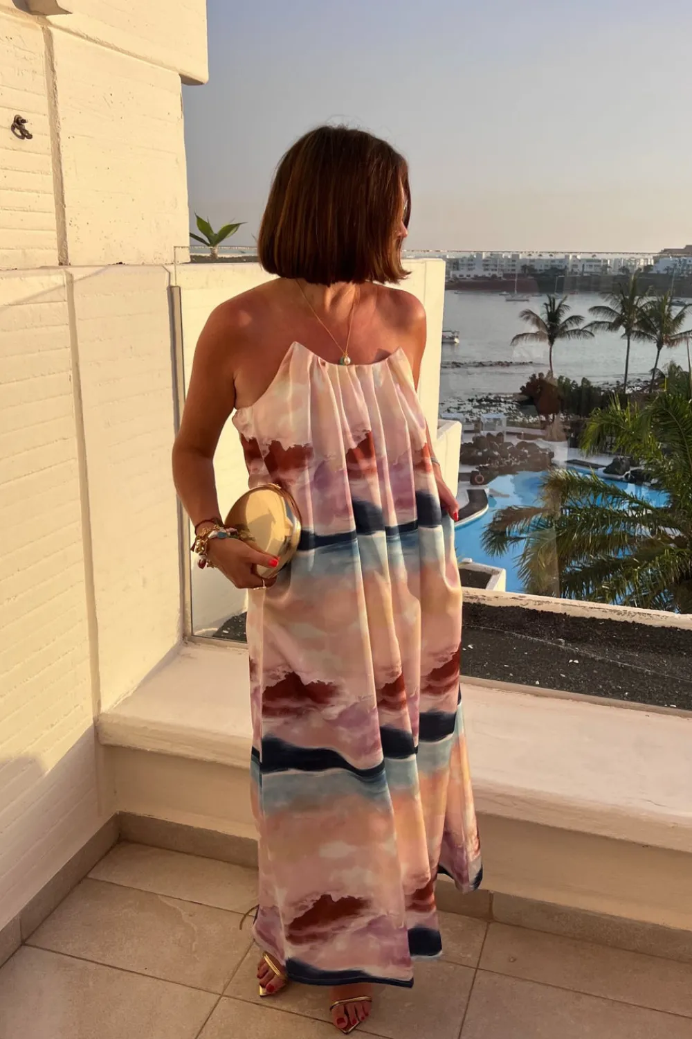 The Walk in Wardrobe Maxi Dresses>Jasmine Watercolour Print Dress In Pink Mix