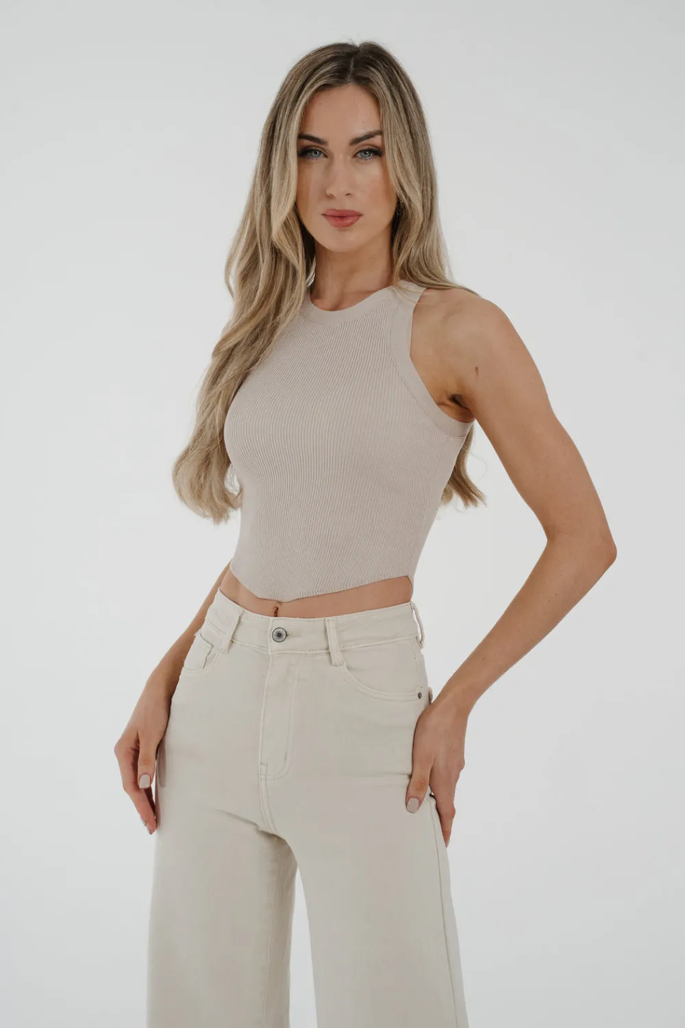 The Walk in Wardrobe Tops>Kate Vest Top In Stone