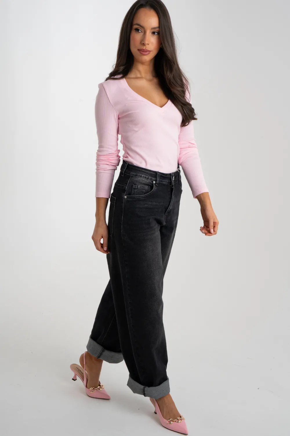 The Walk in Wardrobe Tops>Kate V-Neck Top In Pink