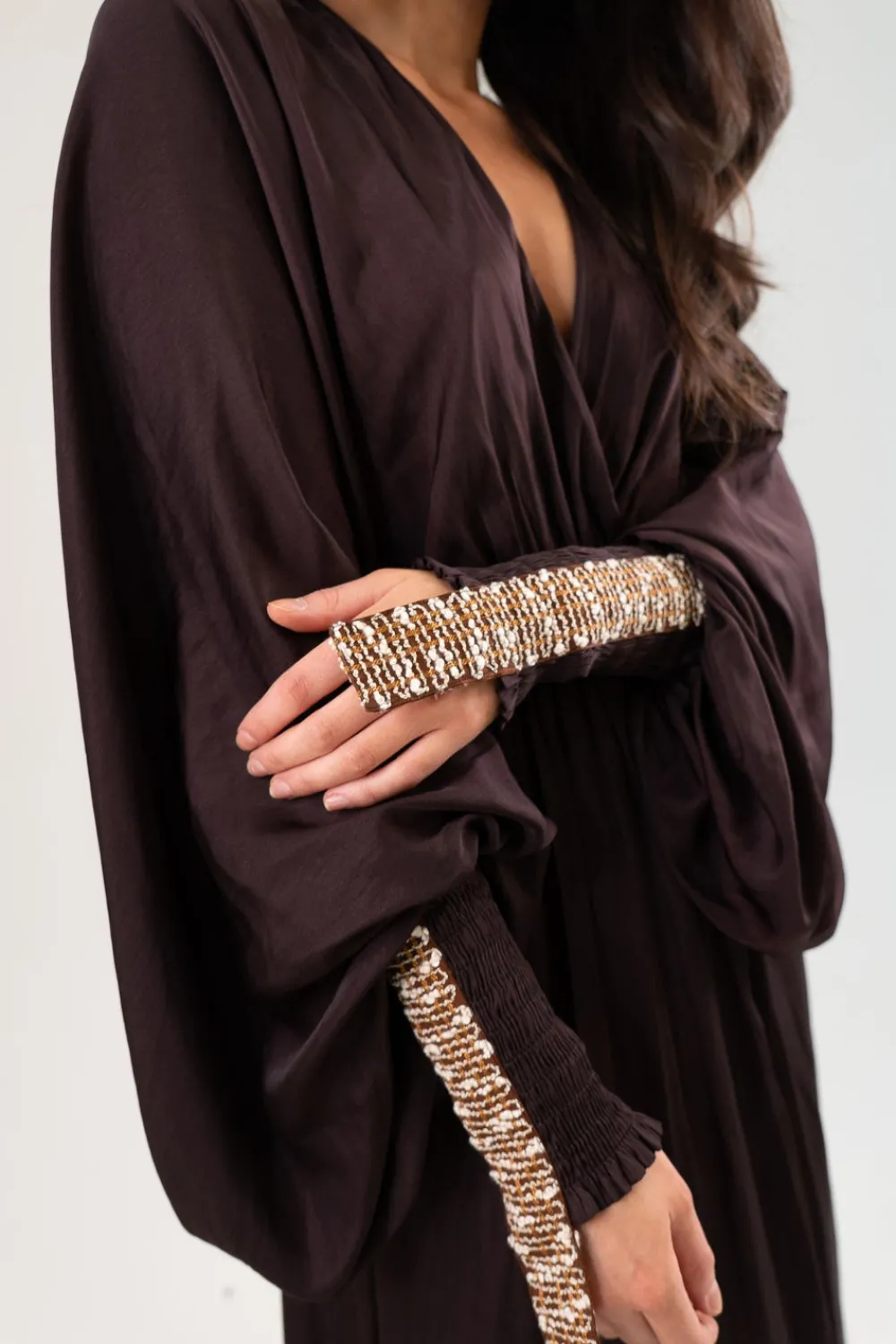 The Walk in Wardrobe Maxi Dresses|Midi Dresses>Kayla Batwing Detail Dress In Dark Chocolate