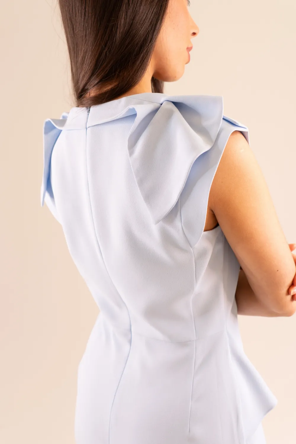 The Walk in Wardrobe Maxi Dresses|Midi Dresses>Kayla Drape Detail Dress In Powder Blue