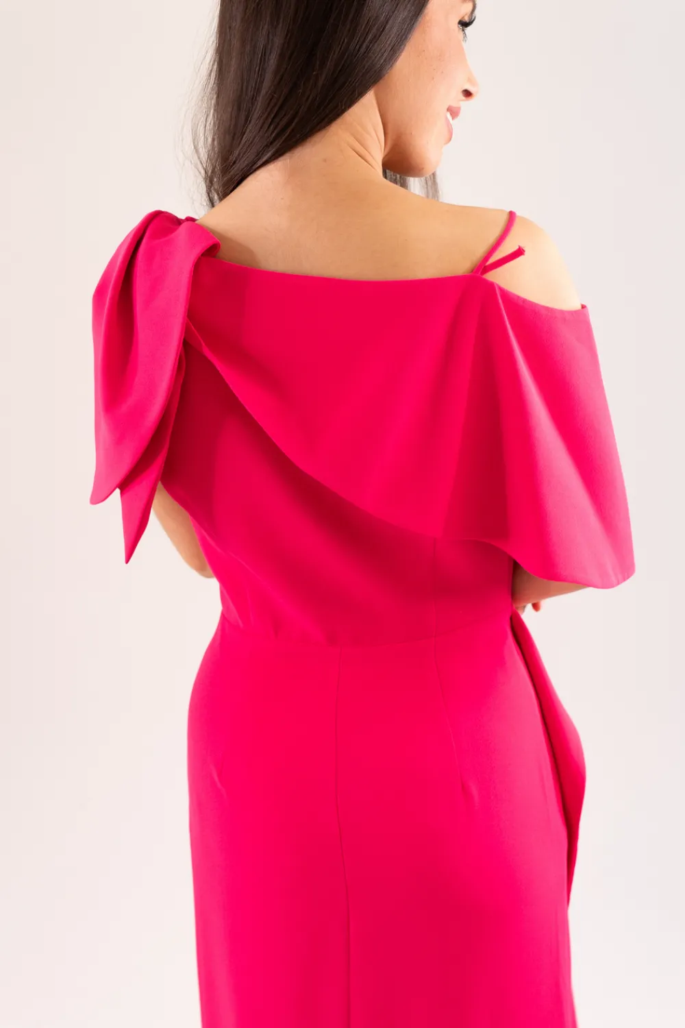 The Walk in Wardrobe Maxi Dresses|Midi Dresses>Kayla Drape Shoulder Dress In Fuchsia