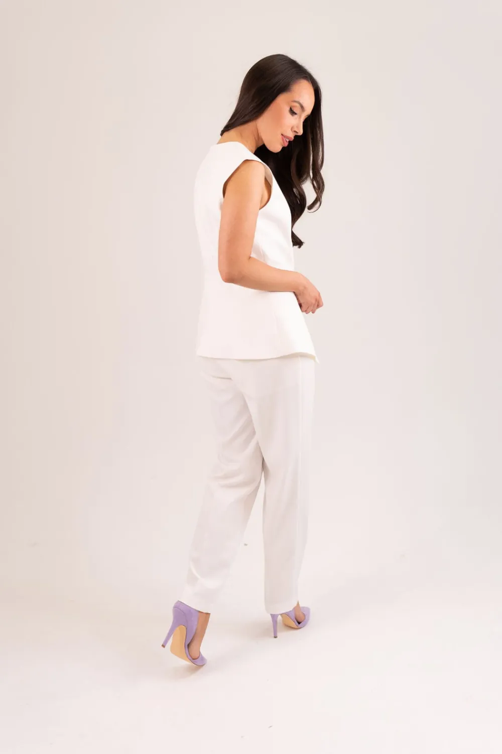 The Walk in Wardrobe Trousers>Kayla Fitted Trousers In Cream