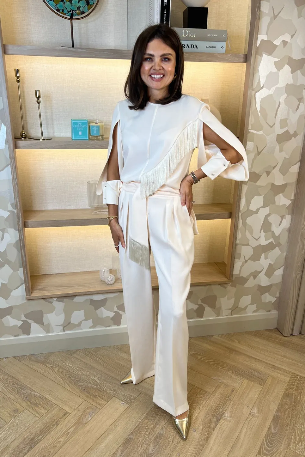 The Walk in Wardrobe Tops>Kayla Fringe Detail Blouse In Cream