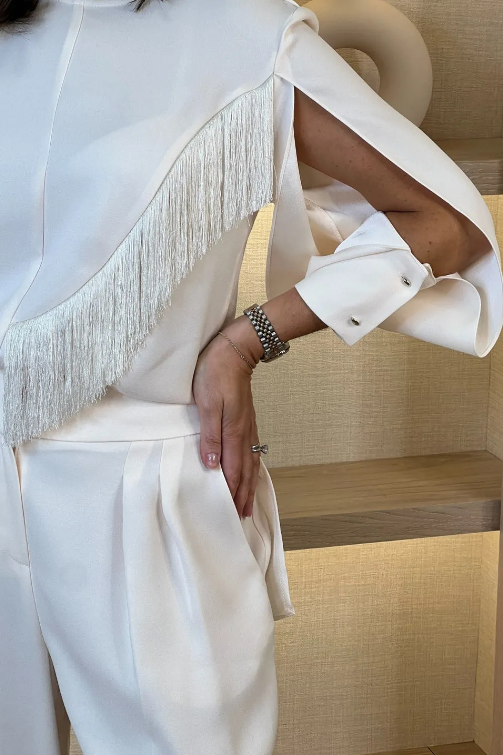 The Walk in Wardrobe Tops>Kayla Fringe Detail Blouse In Cream