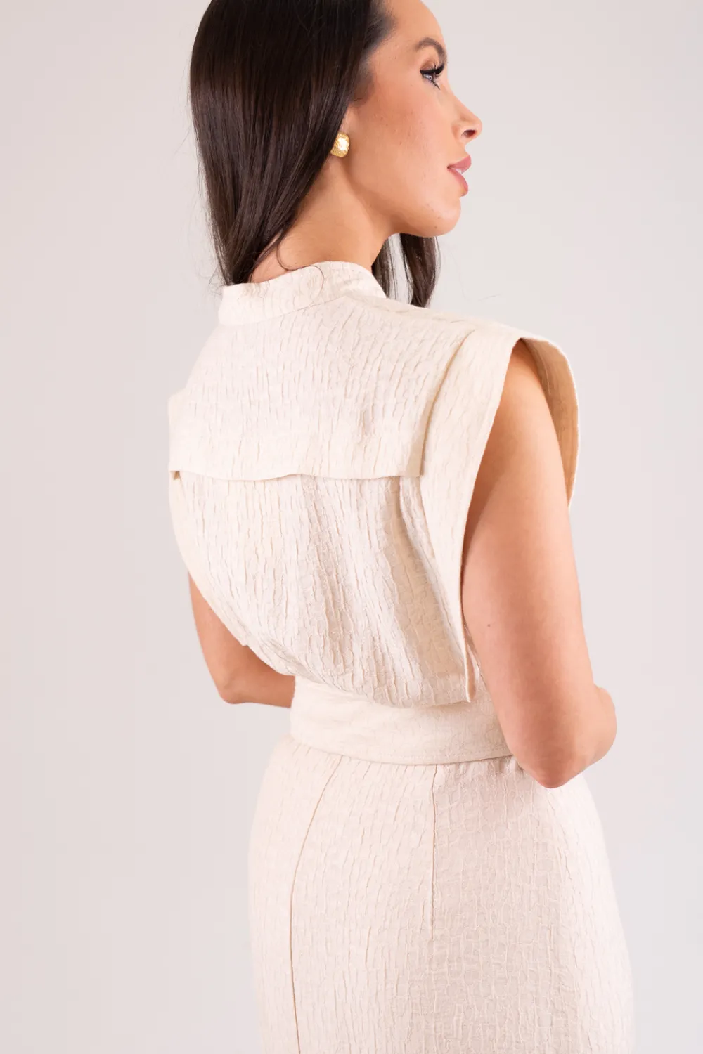 The Walk in Wardrobe Maxi Dresses|Midi Dresses>Kayla Tie Waist Dress In Neutral