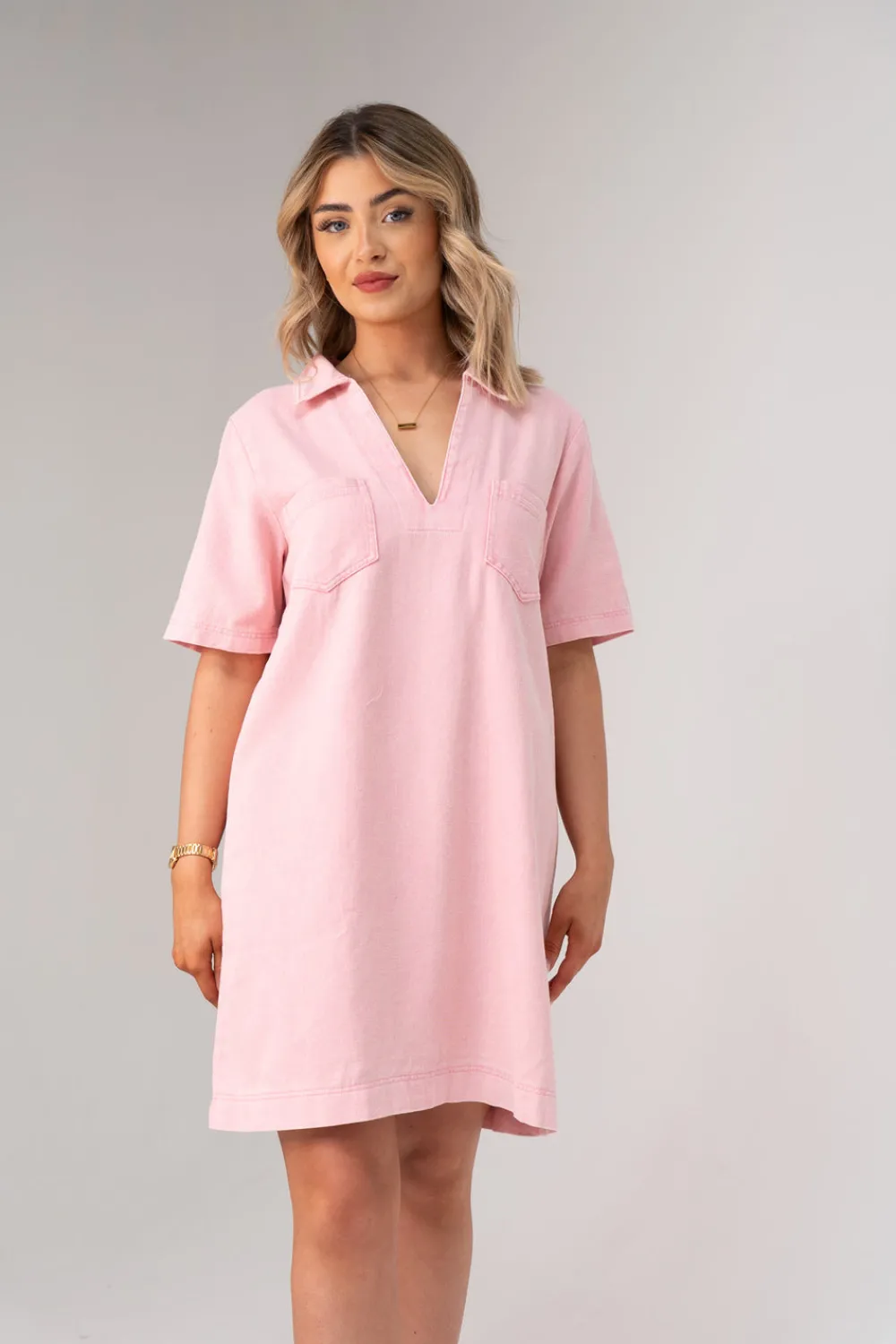 The Walk in Wardrobe Mini Dresses>Kendra Denim Shirt Dress In Lilac