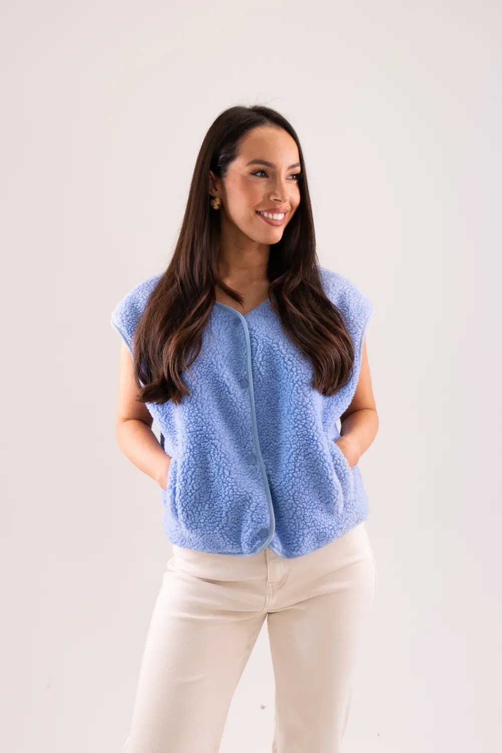 The Walk in Wardrobe Tops>Kendra Fleece Waistcoat In Mint