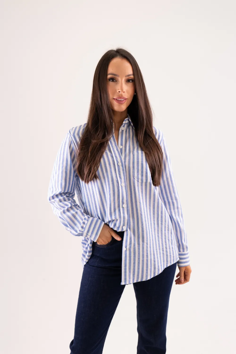 The Walk in Wardrobe Shirts>Kendra Stripe Shirt In Blue