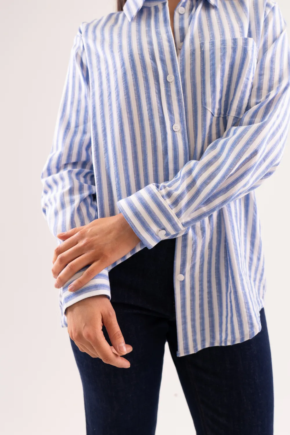 The Walk in Wardrobe Shirts>Kendra Stripe Shirt In Blue