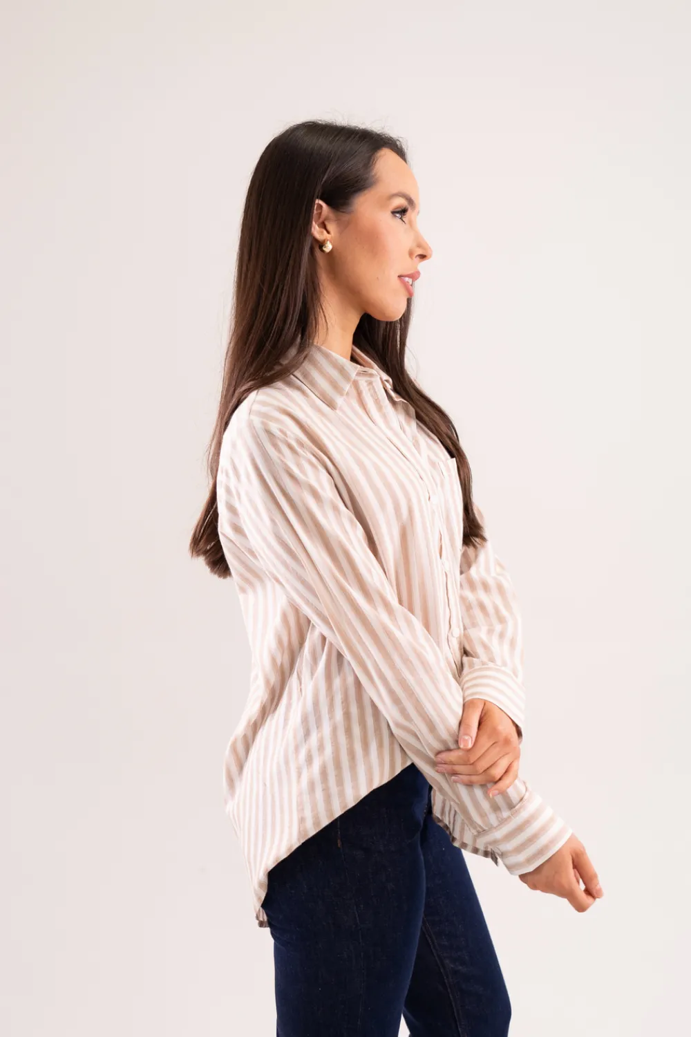 The Walk in Wardrobe Shirts>Kendra Stripe Shirt In Neutral