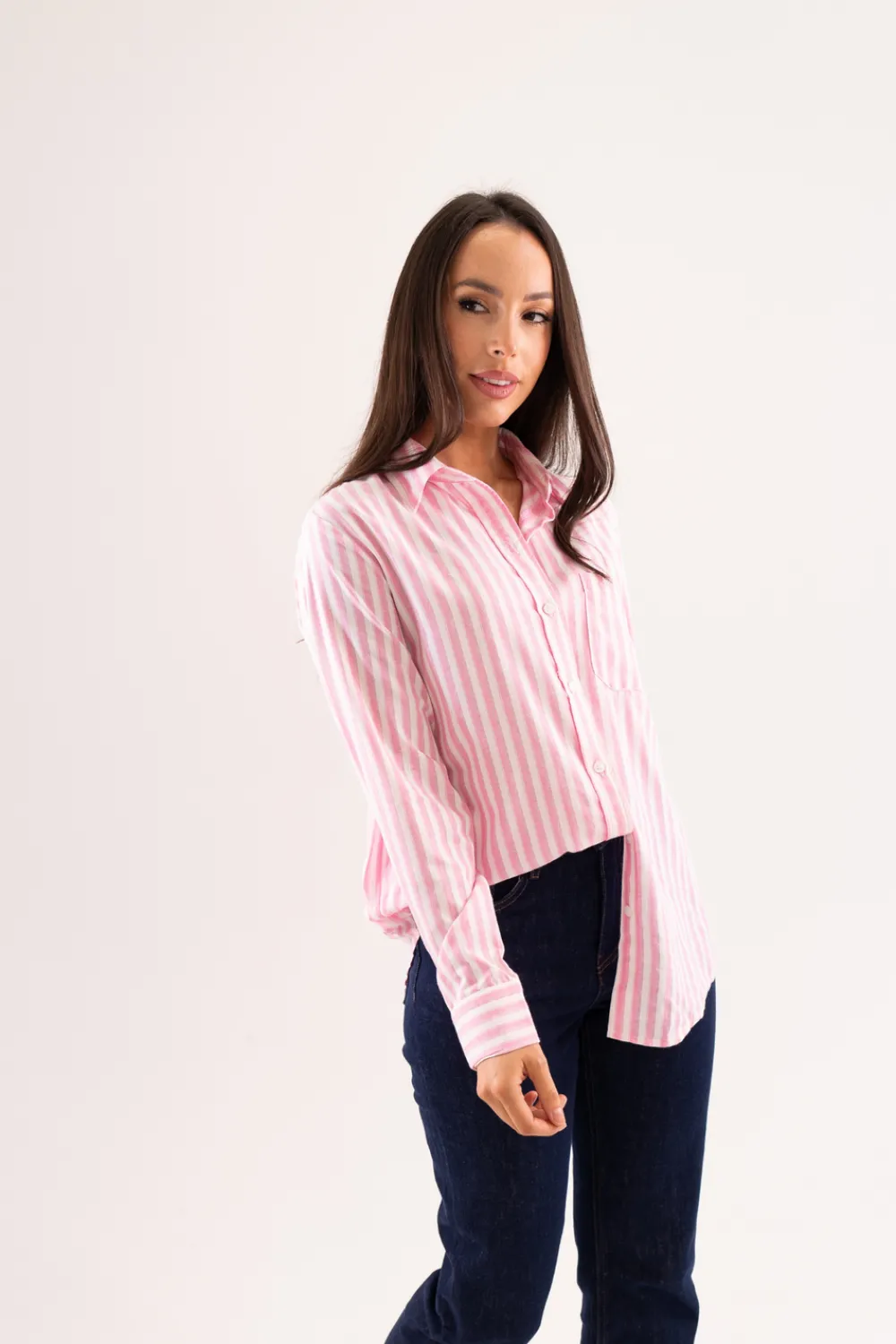 The Walk in Wardrobe Shirts>Kendra Stripe Shirt In Pink