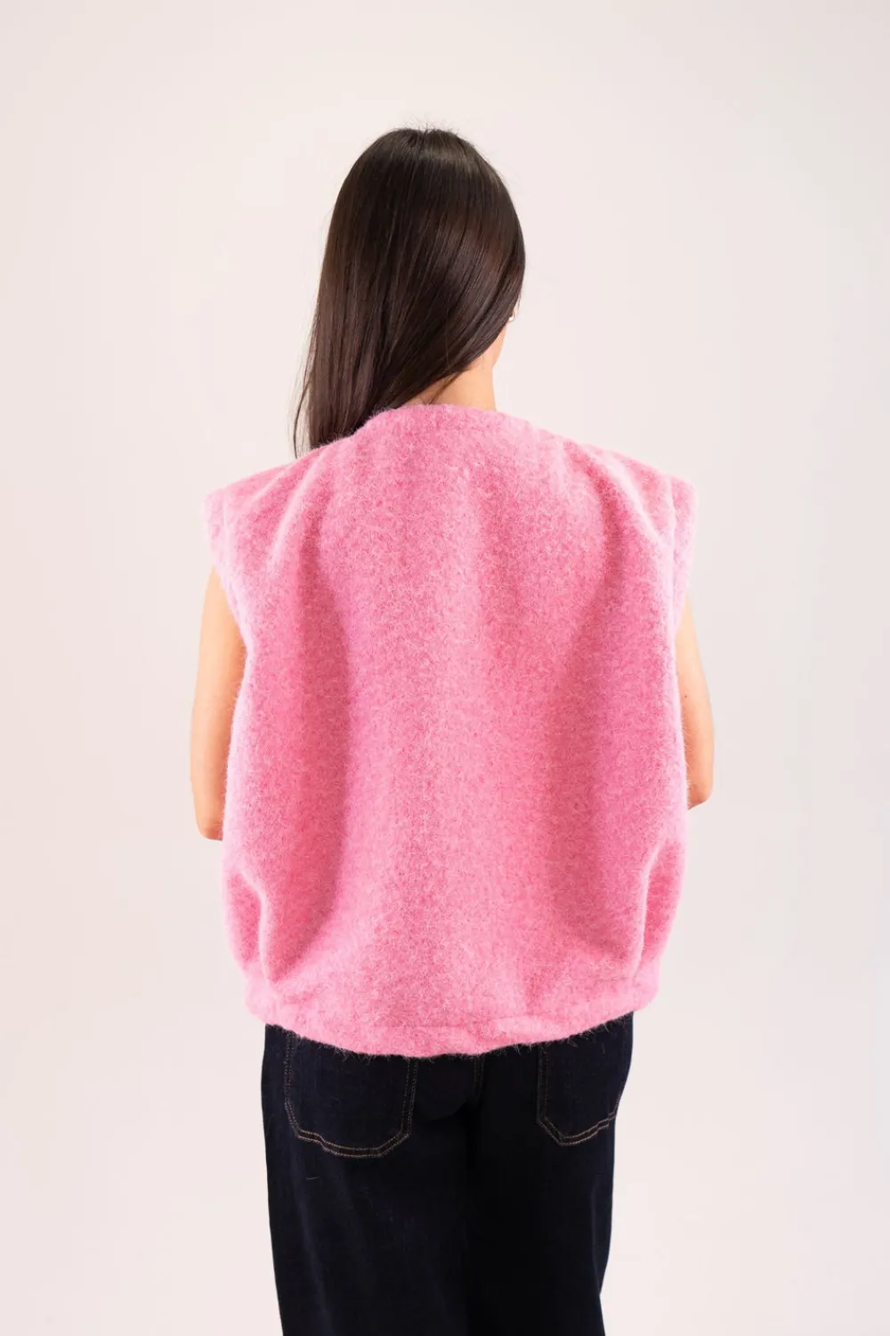 The Walk in Wardrobe Tops>Kendra Textured Waistcoat In Grey