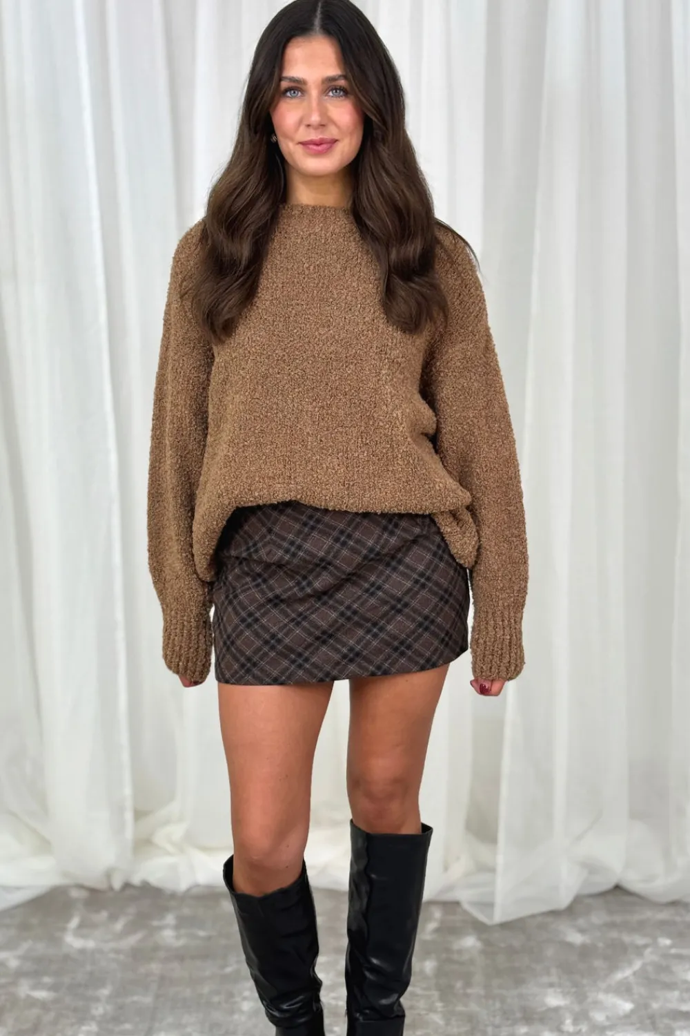 The Walk in Wardrobe Skirts & Skorts>Kiera Check Skirt In Chocolate Mix