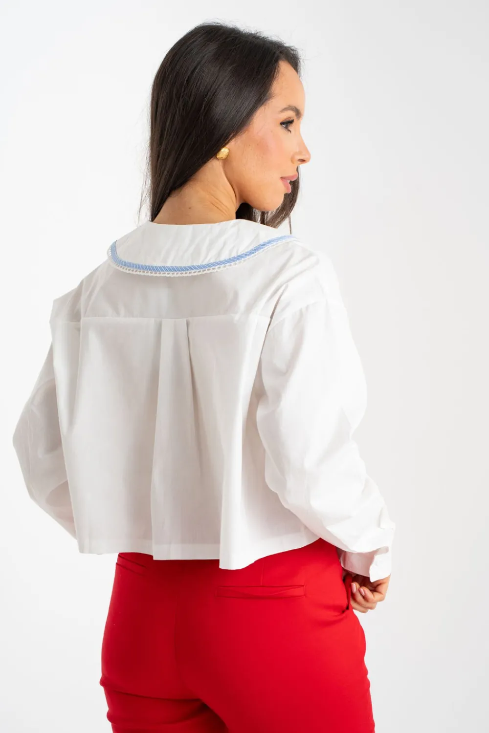 The Walk in Wardrobe Shirts>Kiera Contrast Collar Shirt In White
