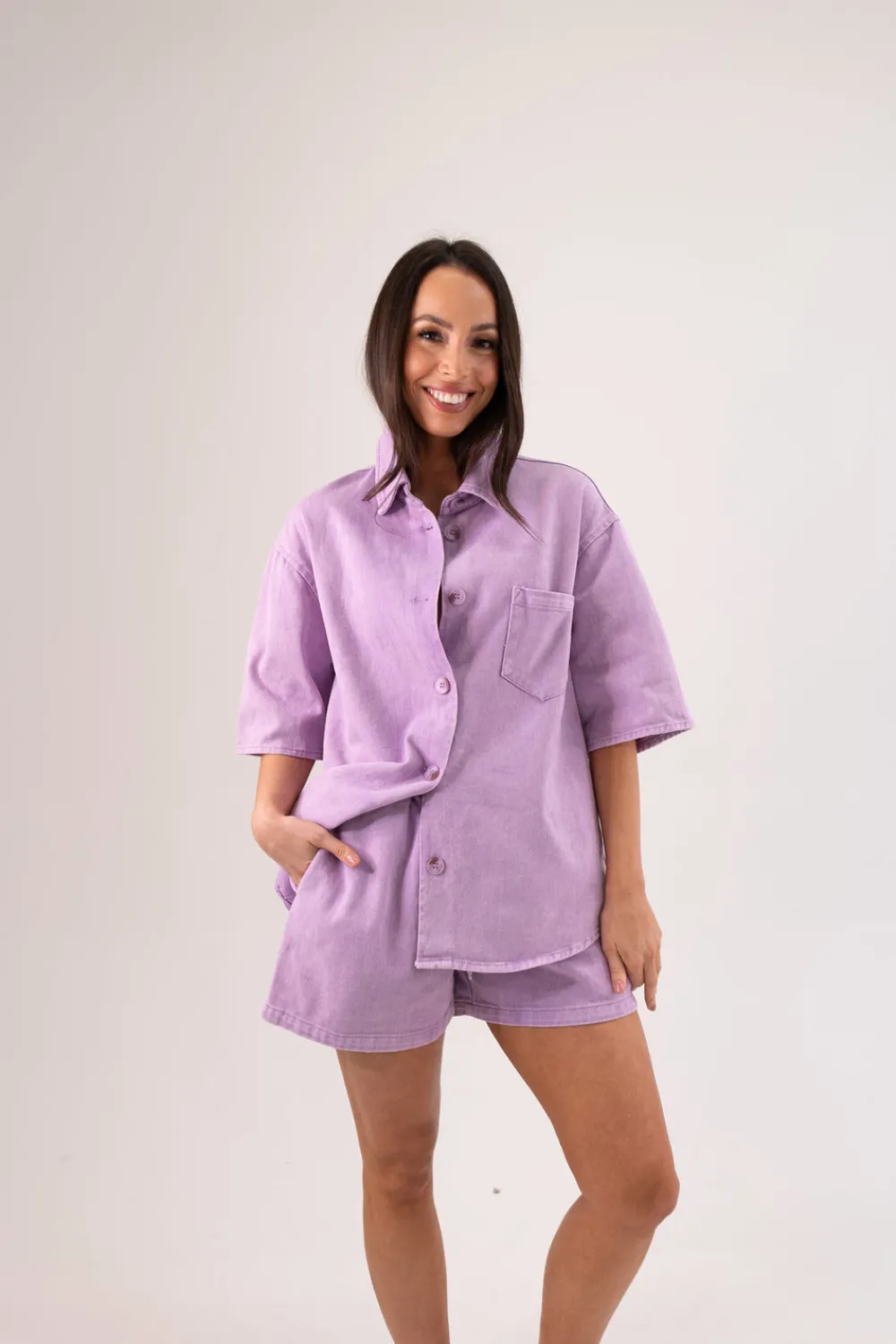 The Walk in Wardrobe Shirts>Kiera Denim Shirt In Lilac