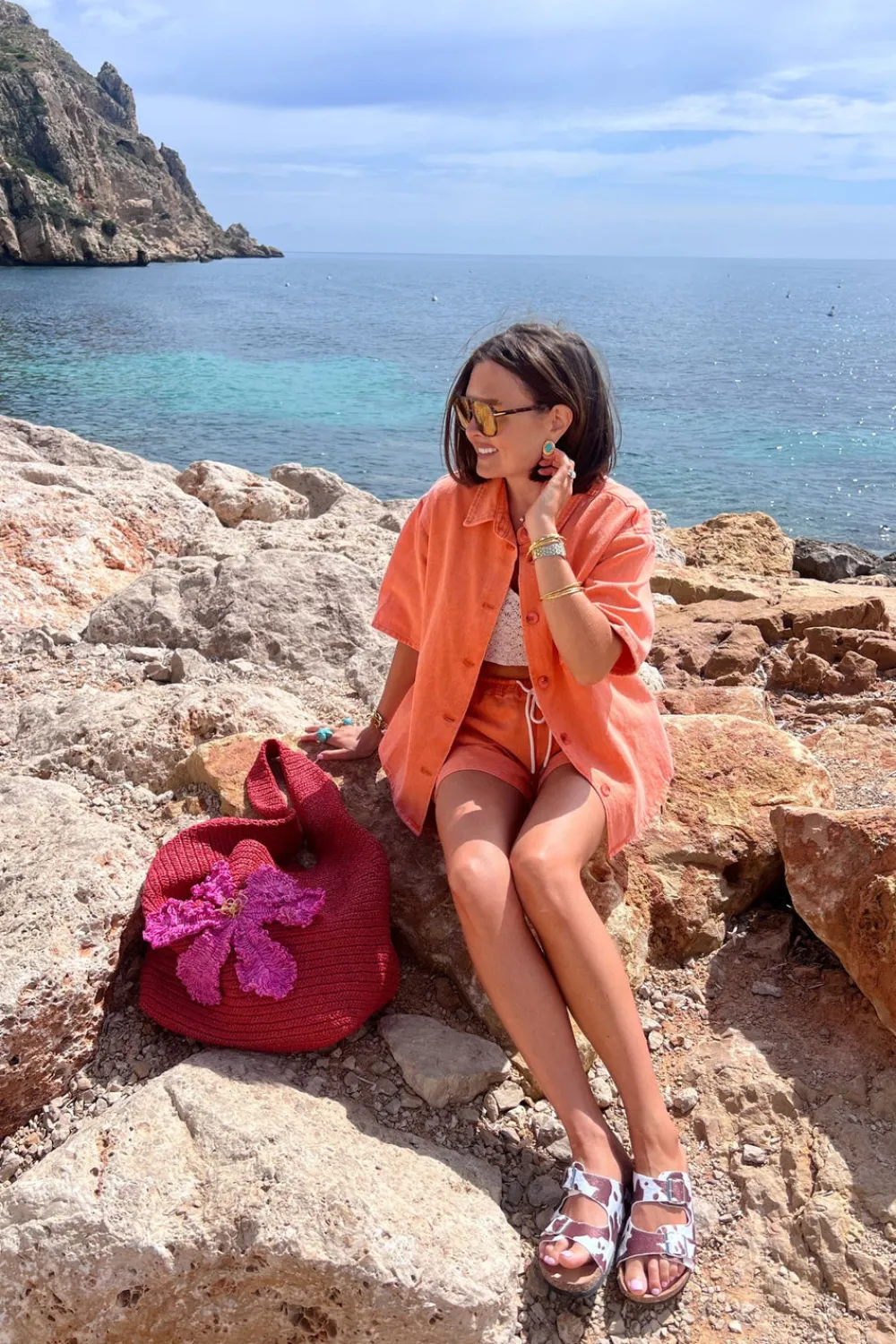 The Walk in Wardrobe Shorts>Kiera Denim Shorts In Orange