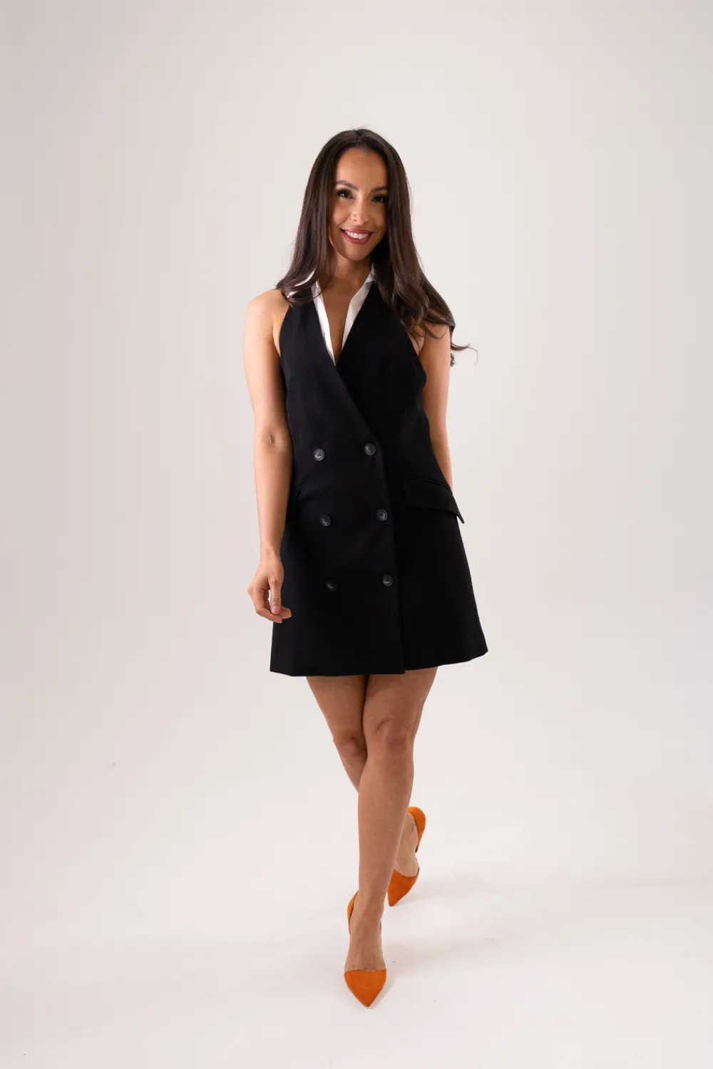 The Walk in Wardrobe Mini Dresses>Kiera Halter Blazer Dress In Sky Blue