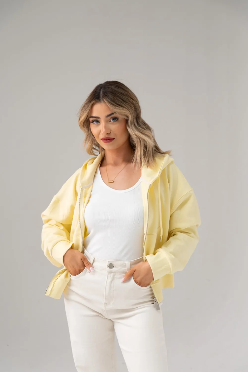 The Walk in Wardrobe Hoodies & Sweatshirts>Kiera Vintage Vibes Slogan Hoodie In Lemon