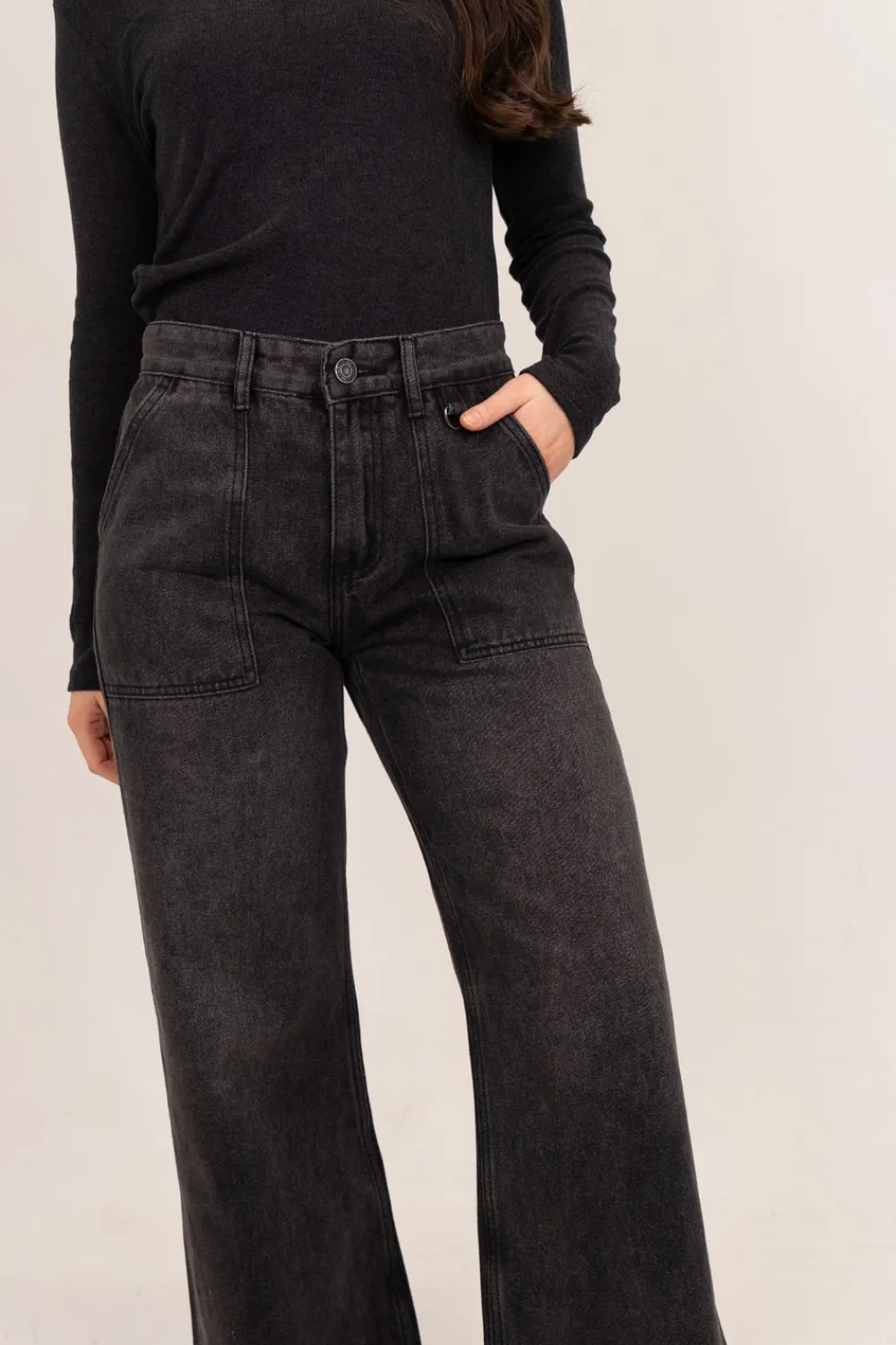 The Walk in Wardrobe Wide Leg Jeans>Kitty Relax Fit Jeans In Black