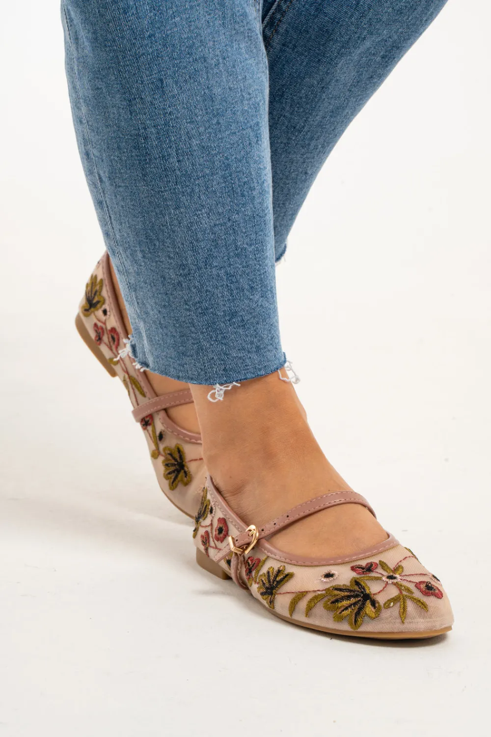 The Walk in Wardrobe Flats>Lauren Floral Ballet Flats In Pink