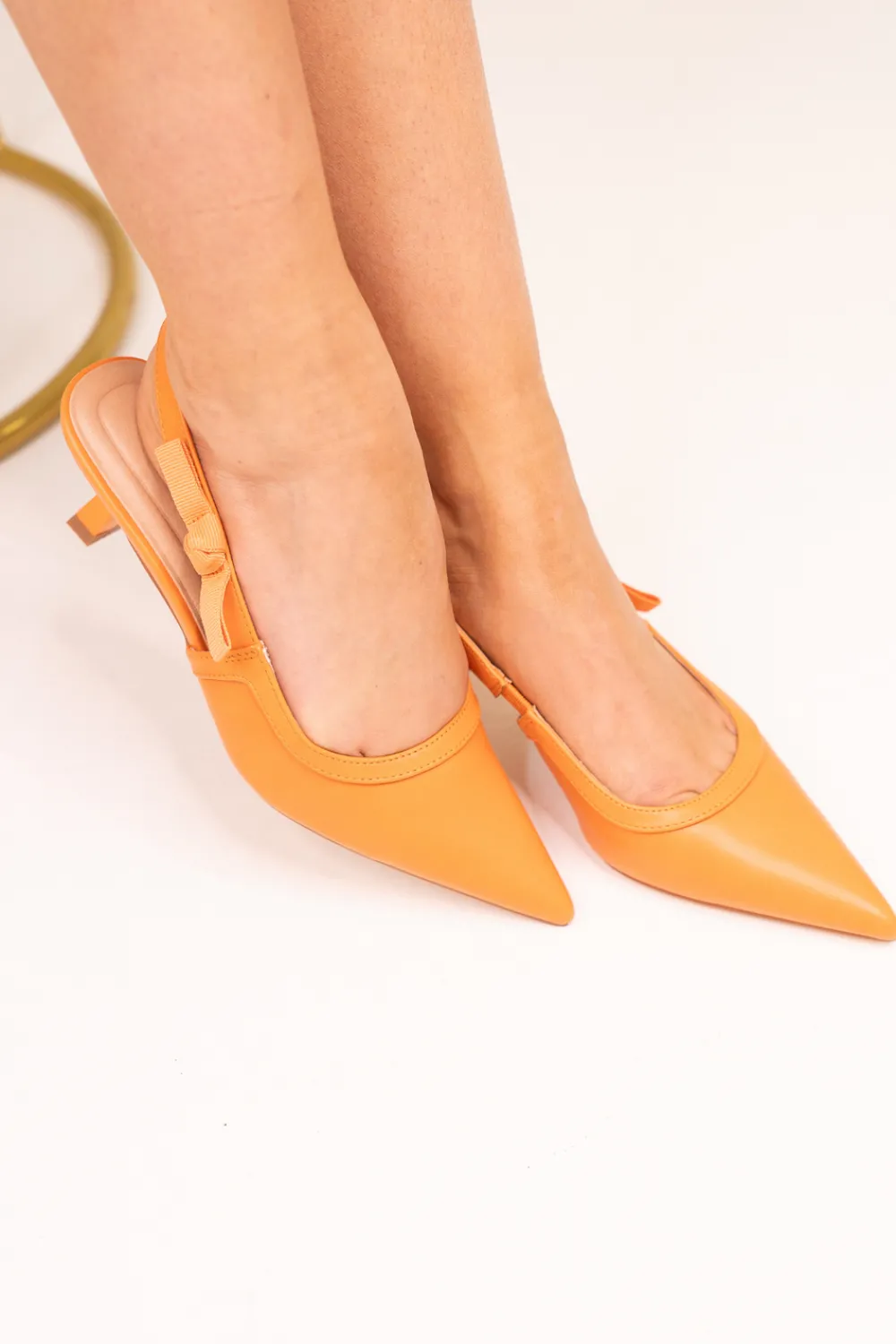 The Walk in Wardrobe Slingbacks>Lauren Slingback Heel In Orange