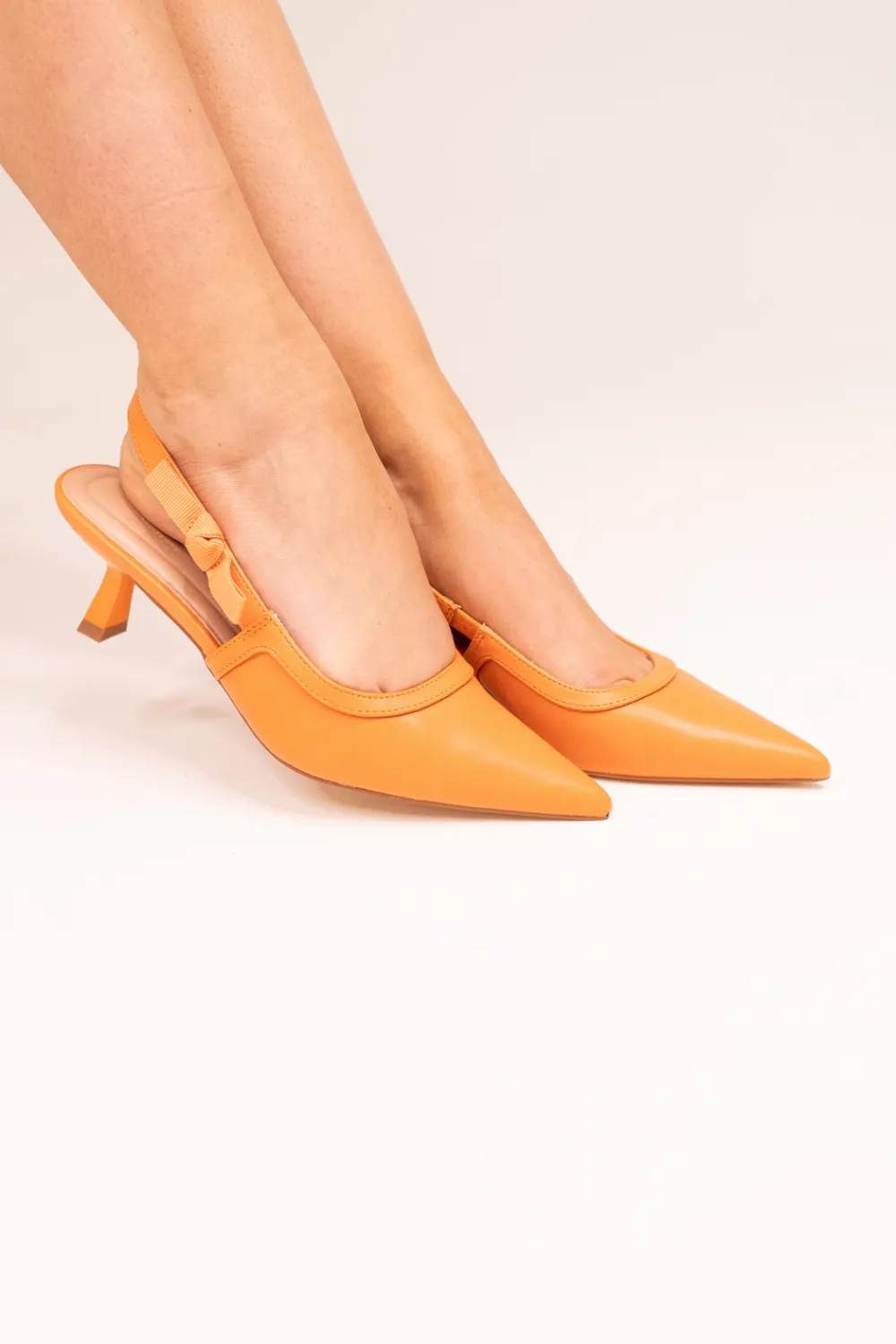 The Walk in Wardrobe Slingbacks>Lauren Slingback Heel In Orange